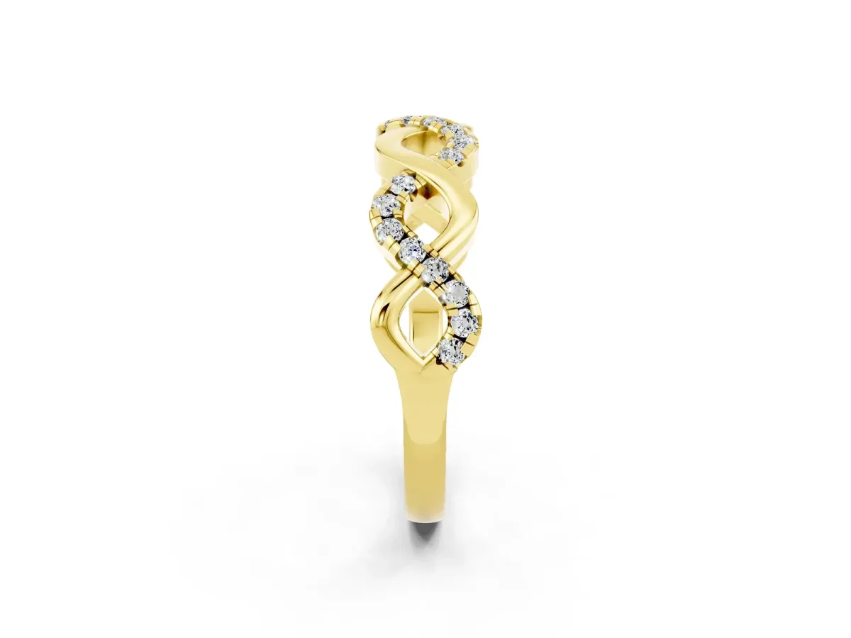 Twist Infinity Round Moissanite Band with Pavé Setting Yellow gold