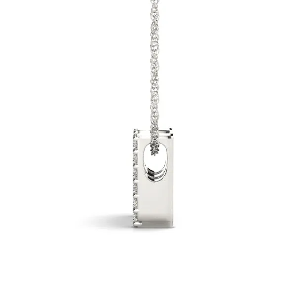 Pavé Round Diamond Initial Pendant with Shared Prong Setting White gold