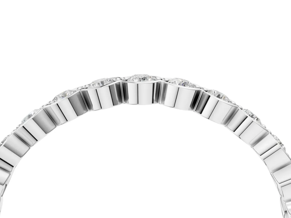 Round Diamond Bezel Set Eternity Band Silver
