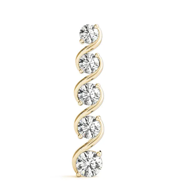 Round Diamond Prong-Set Swirl Pendant Yellow gold