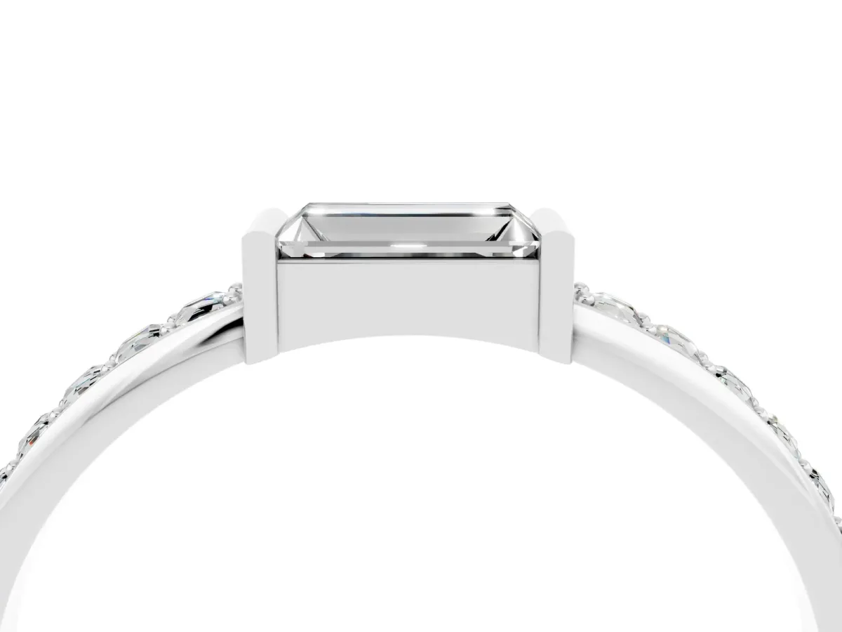 Baguette Moissanite Pavé Band with Bar Setting Platinum