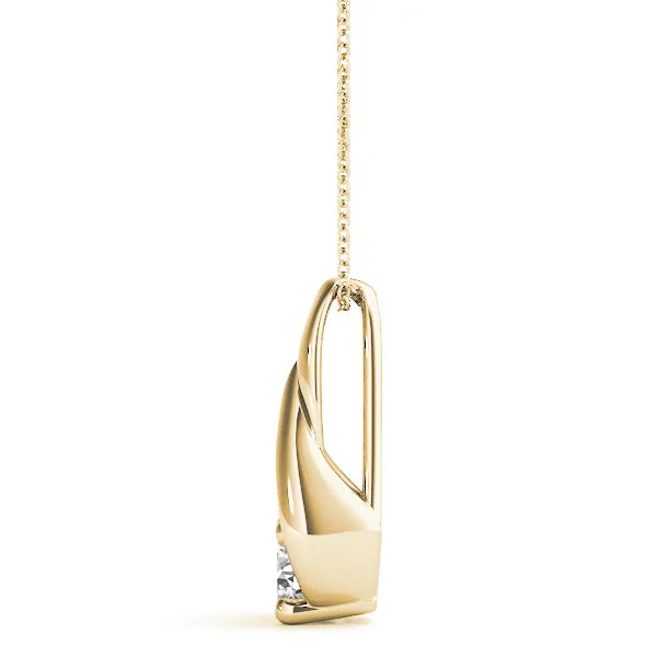 Round Solitaire Prong-Set Diamond Pendant Yellow gold