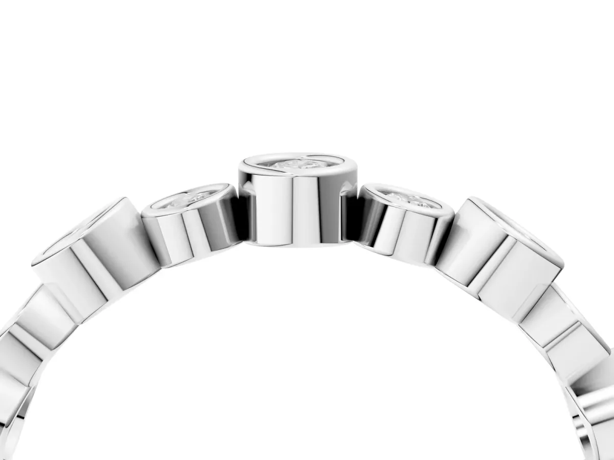 Bezel Set Round Diamond Half Eternity Band White gold