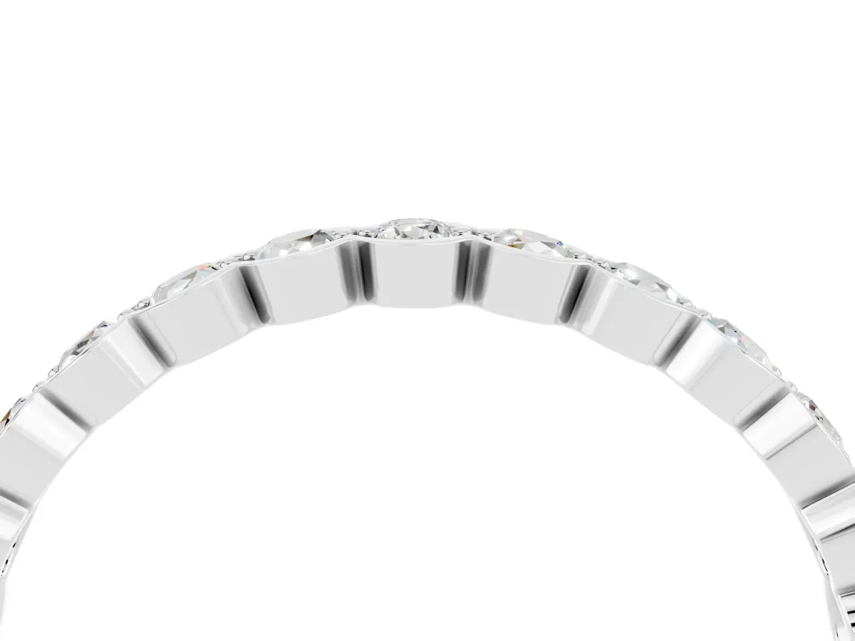 Round Moissanite Bezel Set Eternity Band White gold