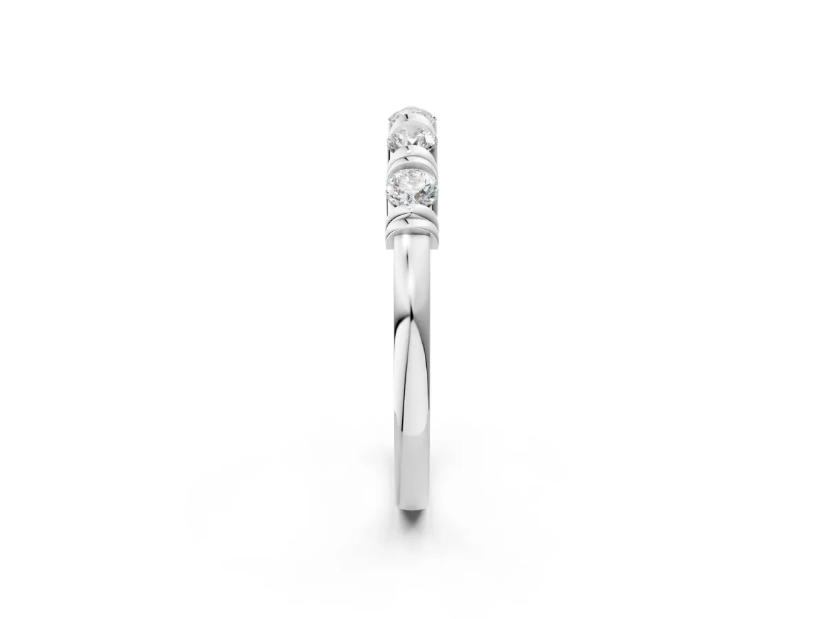Bezel-Set Round Diamond Half-Eternity Band Platinum