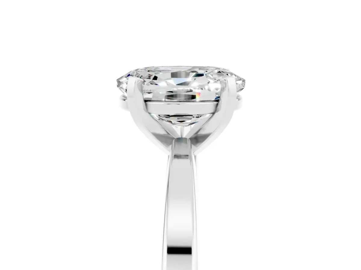Oval Cut Moissanite Solitaire Engagement Ring with Classic Band and Four-Prong Setting Silver