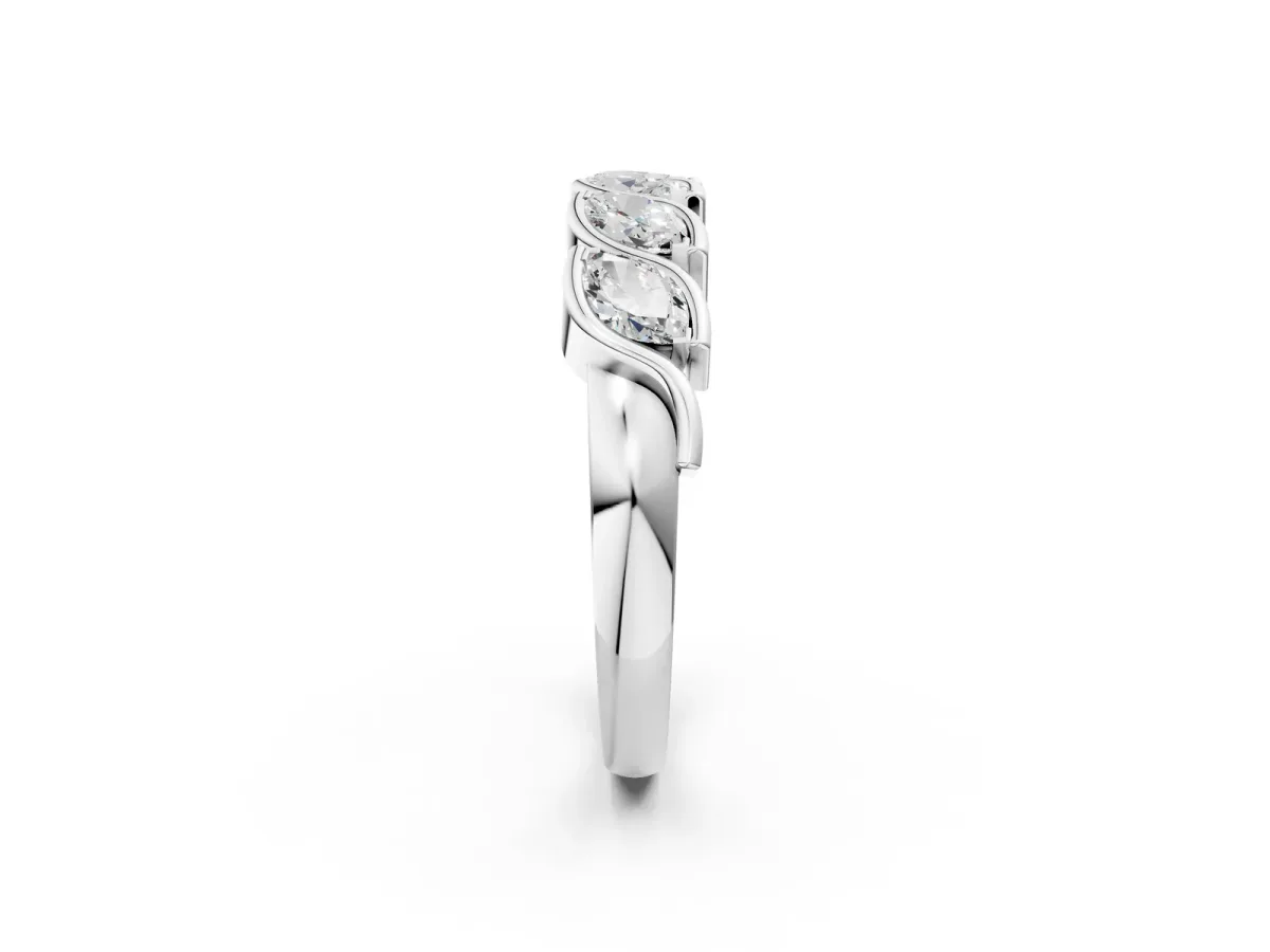 Marquise Diamond Wave Band with Channel Setting Silver