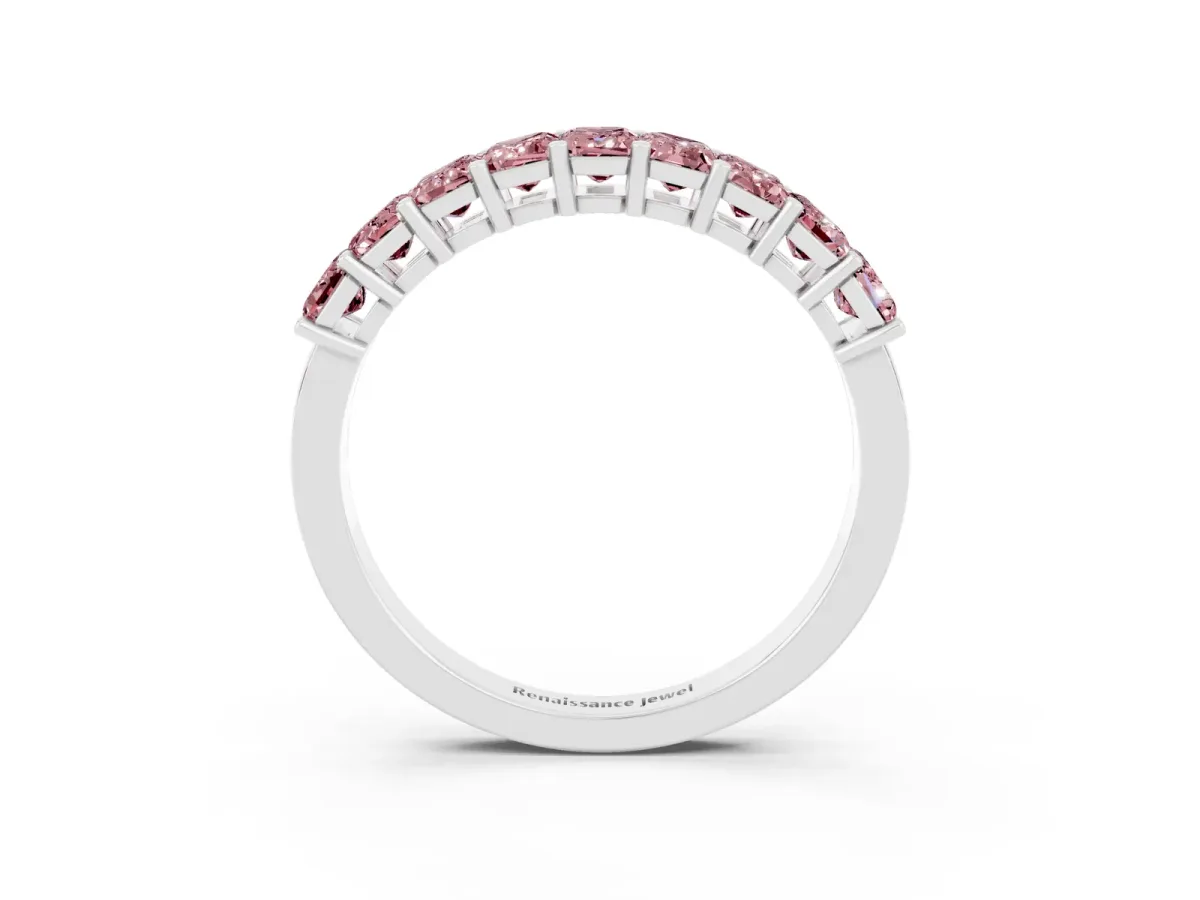 Emerald Cut Morganite Prong-Set Eternity Band Silver