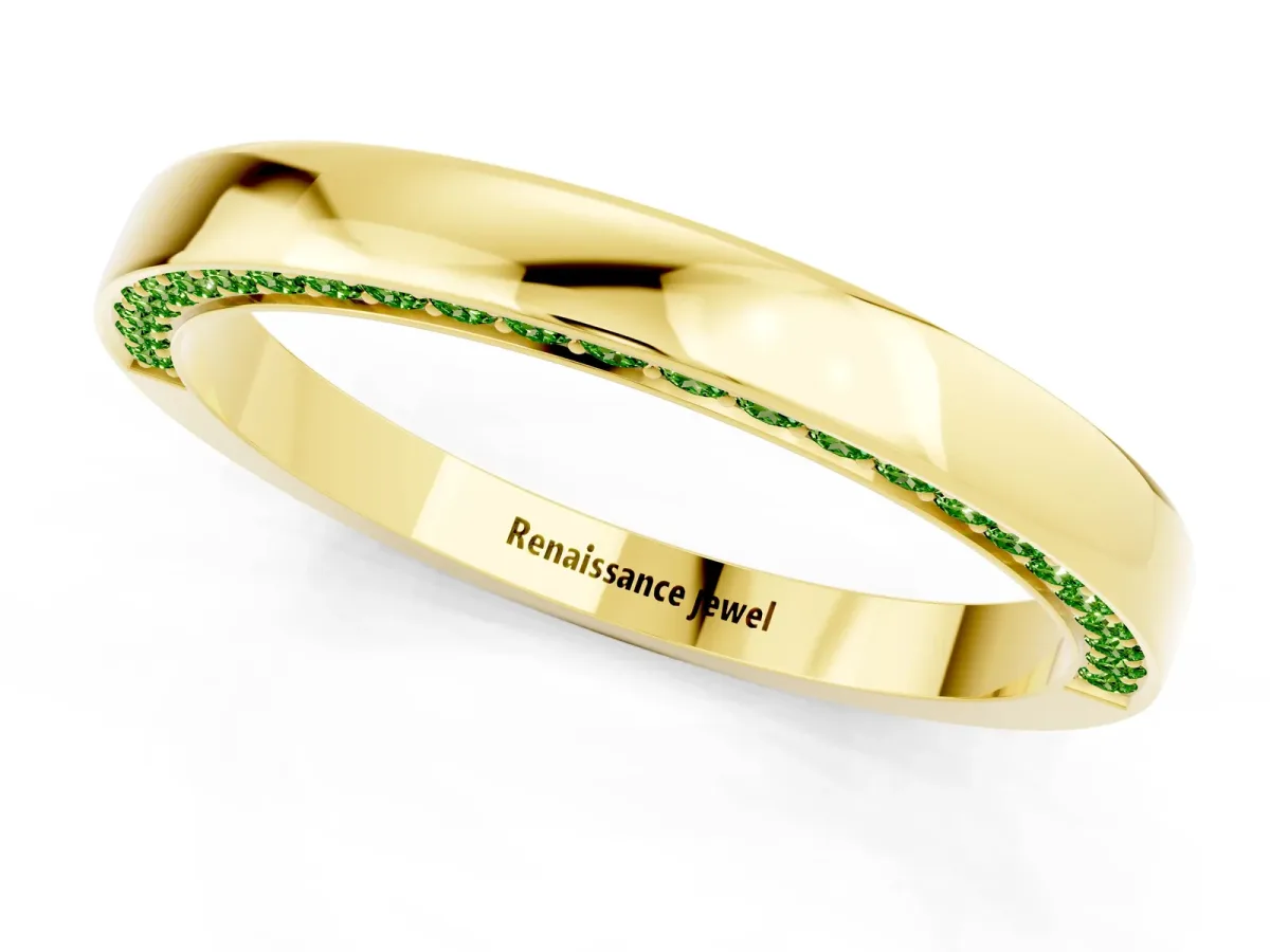 Pavé Round Peridot Channel Set Band Yellow gold