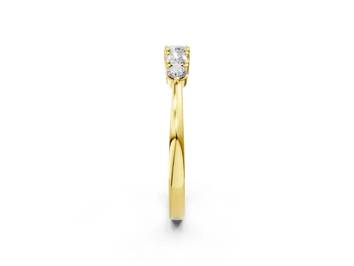 Round Brilliant Diamond Half-Eternity Band with Prong Setting Yellow gold