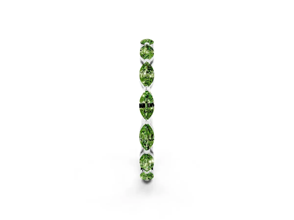 Marquise Peridot Eternity Band with U-Prong Setting Platinum