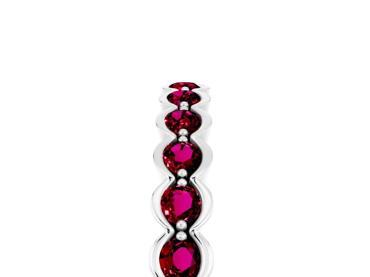 Round Garnet Bezel Set Eternity Band Platinum