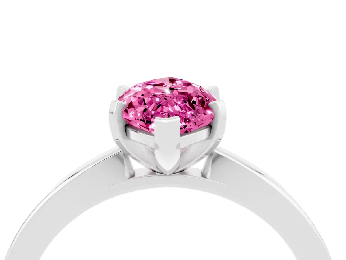 Marquise Cut Pink Sapphire Solitaire Engagement Ring with Classic Band and Four-Prong Setting Silver