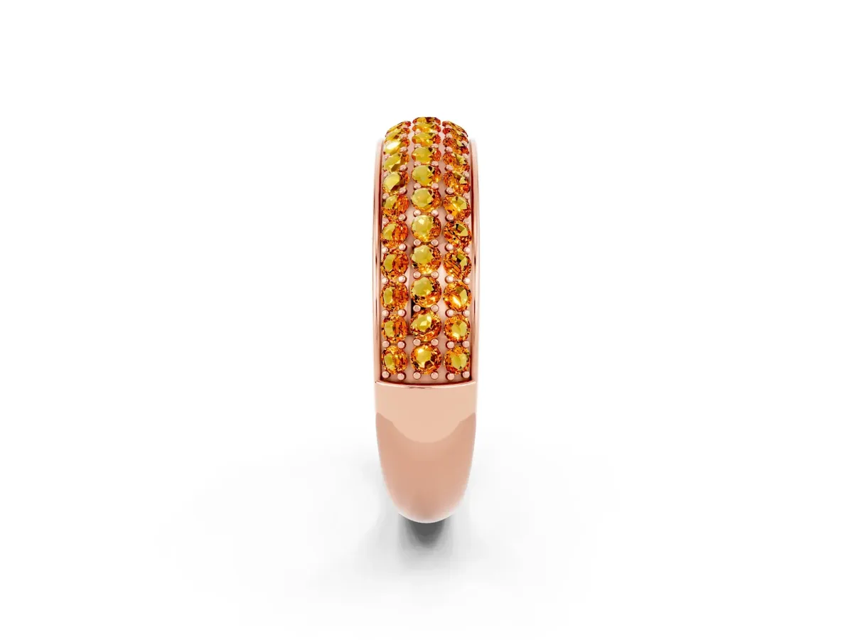 Three-Row Round Citrine Eternity Band with Shared Prong Setting Rose gold