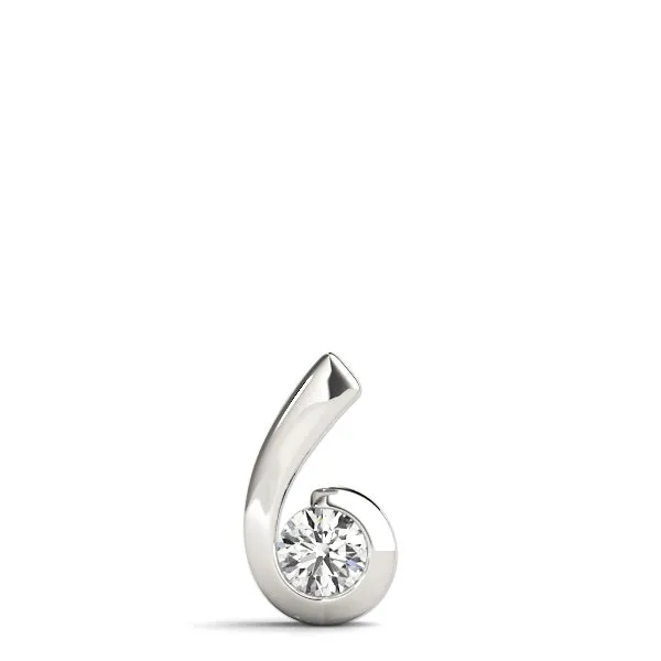 Round Diamond Bezel Set Swirl Pendant White gold
