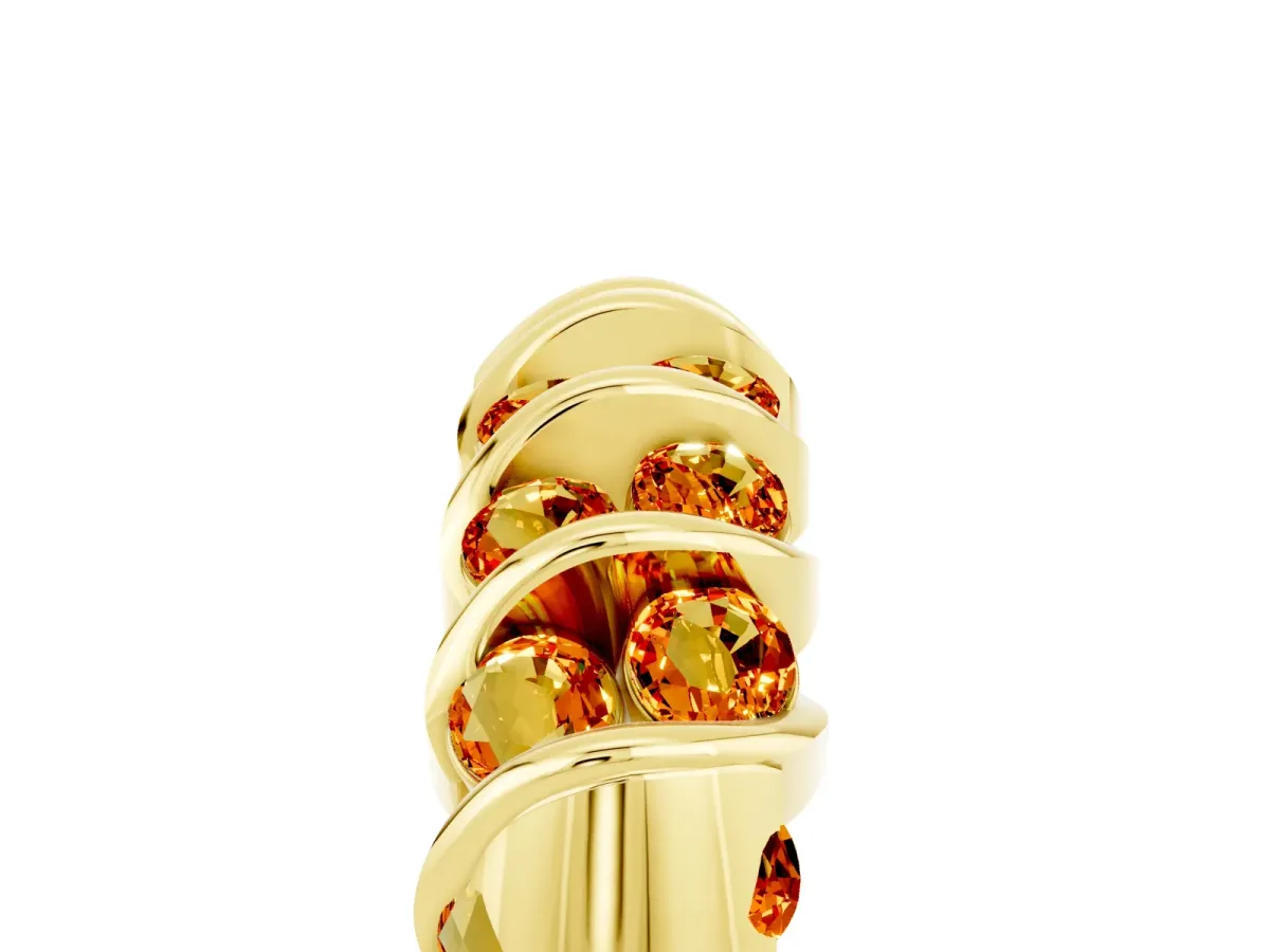 Channel Set Round Citrine Multi-Row Band Yellow gold