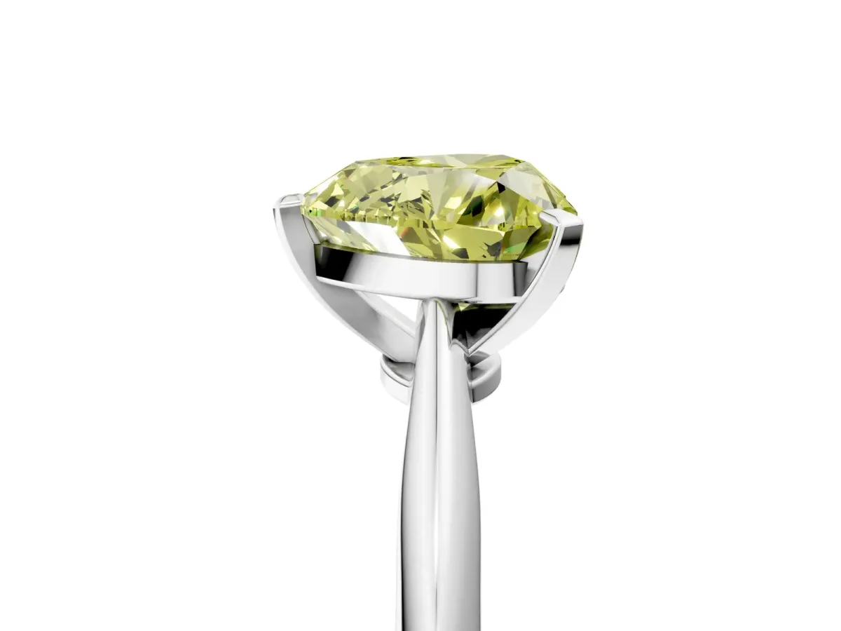 Fancy Yellow Heart Cut Diamond Solitaire Engagement Ring with Classic Band and Four-Prong Setting Silver
