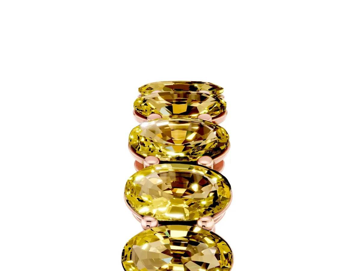 Oval Cut Yellow Sapphire Eternity Band with Shared Prong Setting Rose gold