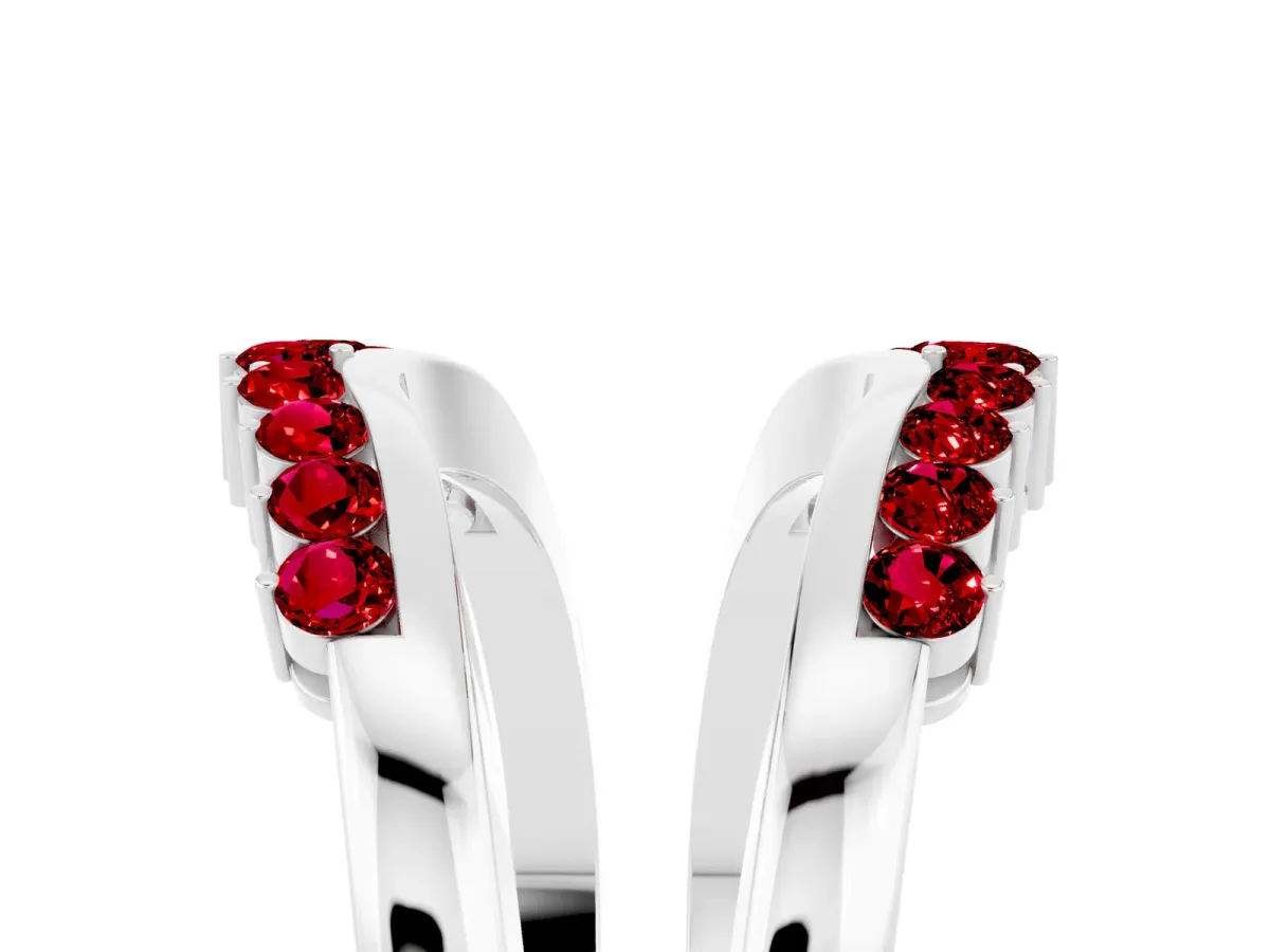 Round Ruby Chevron Contour Band with Prong Setting Platinum