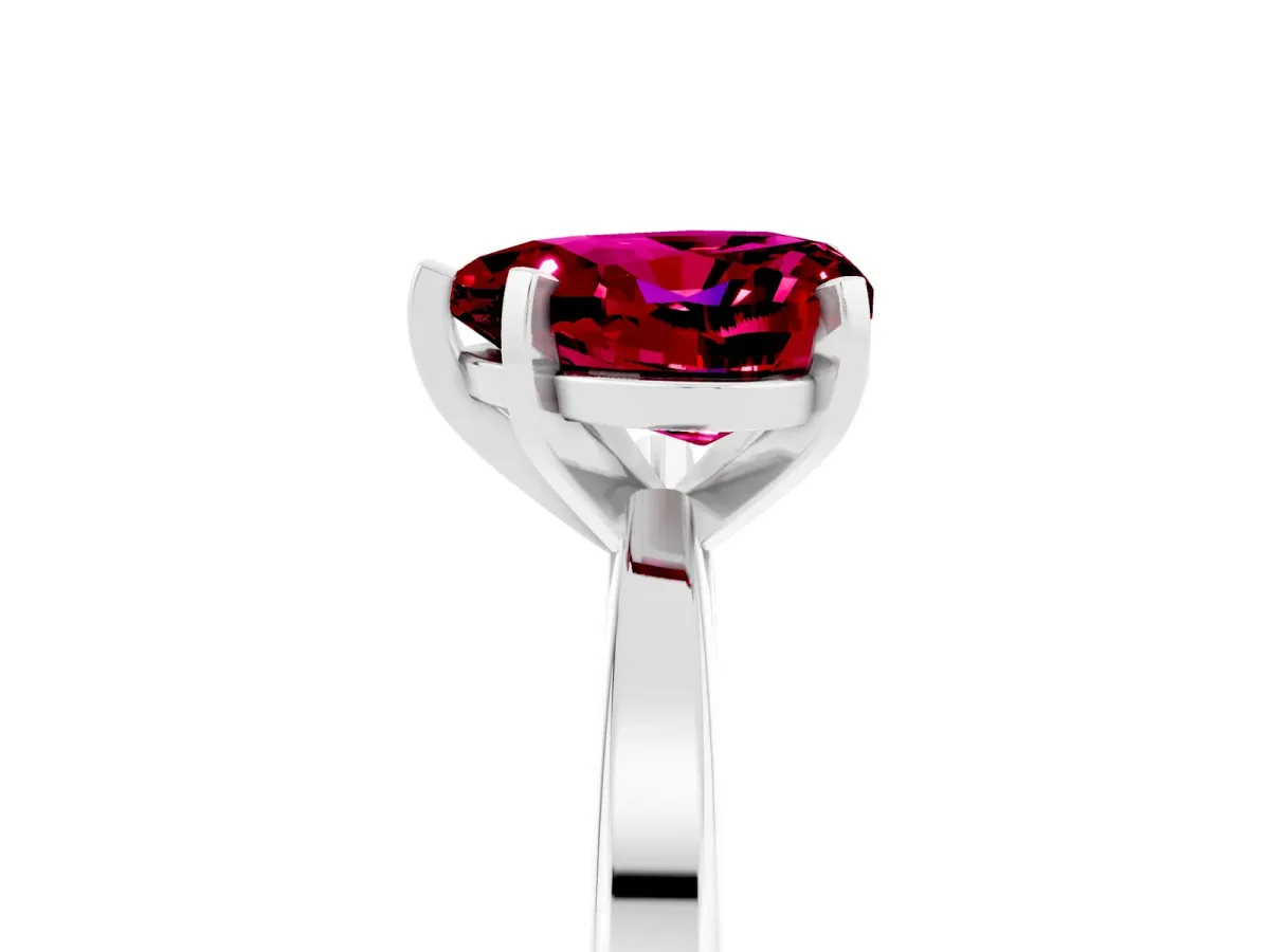 Heart Cut Garnet Solitaire Engagement Ring with Classic Band and Four-Prong Setting Silver