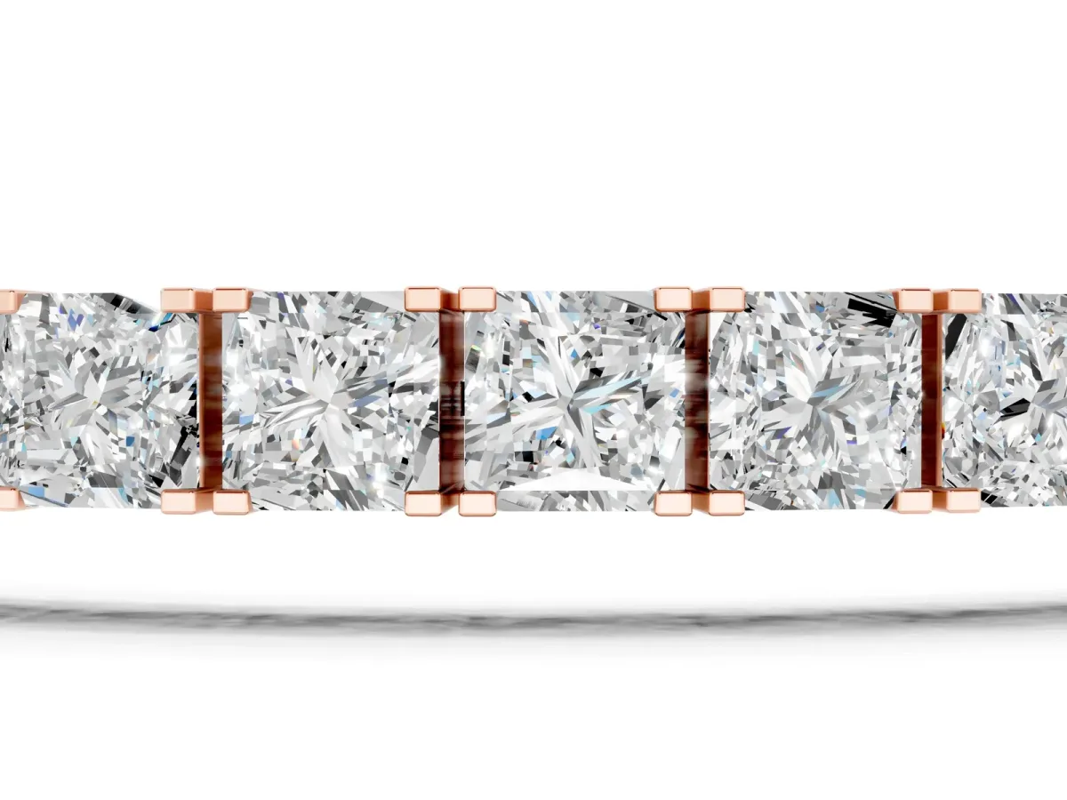 Princess Cut Diamond Tennis Bracelet with Channel Setting Rose gold