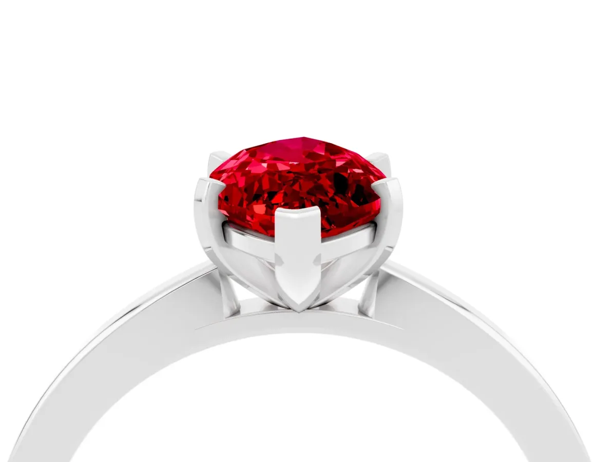 Marquise Cut Ruby Solitaire Engagement Ring with Classic Band and Four-Prong Setting Platinum