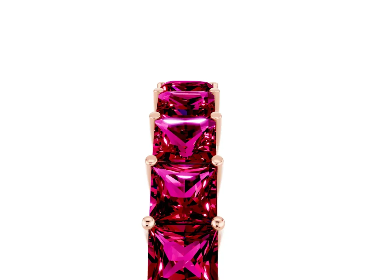 Princess Cut Garnet Channel-Set Eternity Band with Prong Setting Rose gold