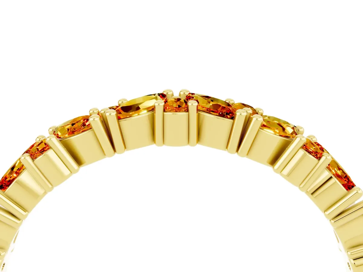 Marquise and Round Citrine Vine Eternity Band with Prong Setting Yellow gold