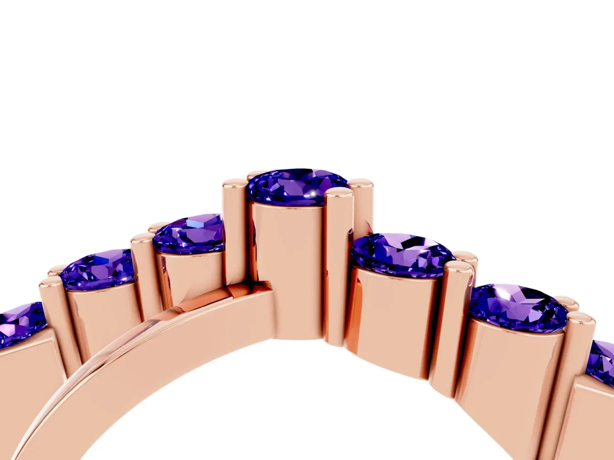 Round Tanzanite Prong-Set Crossover Band Rose gold