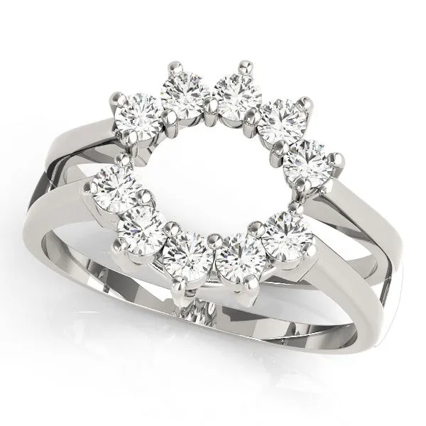 Round Diamond Open Circle Split Shank Prong Setting Ring White gold