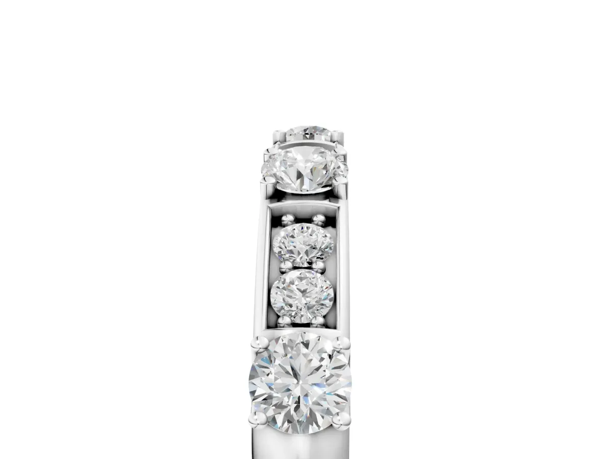 Round Diamond Channel Set Eternity Band with Prong Setting Platinum
