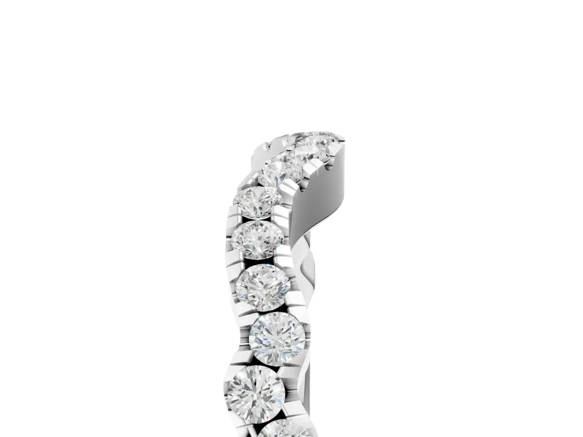 Curved Pavé Round Diamond Eternity Band with U-Prong Setting White gold