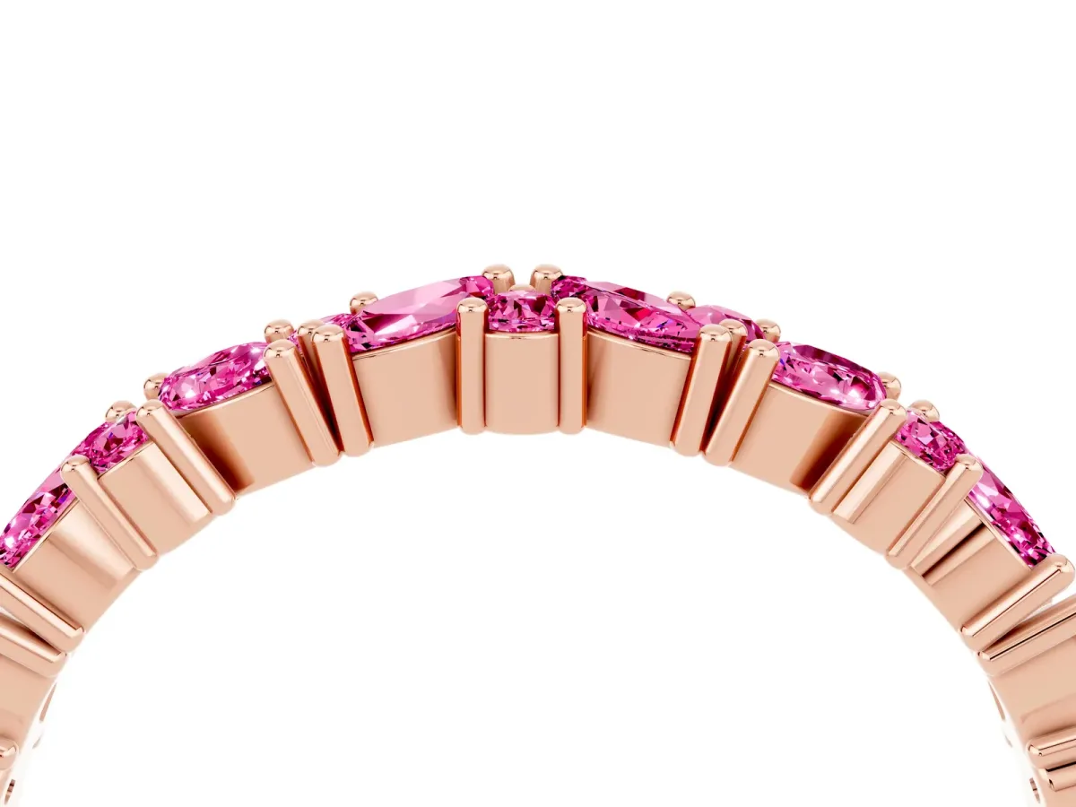 Marquise and Round Pink Sapphire Vine Eternity Band with Prong Setting Rose gold