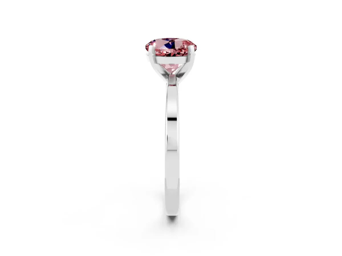 Round Cut Morganite Solitaire Engagement Ring with Classic Band and Four-Prong Setting White gold