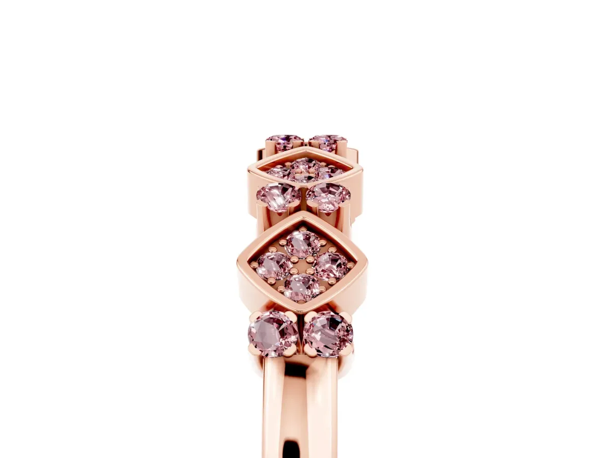 Pavé Cushion Morganite Cluster Eternity Band with Prong Setting Rose gold