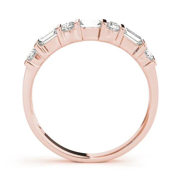 Channel Set Baguette and Round Diamond Eternity Band Rose gold