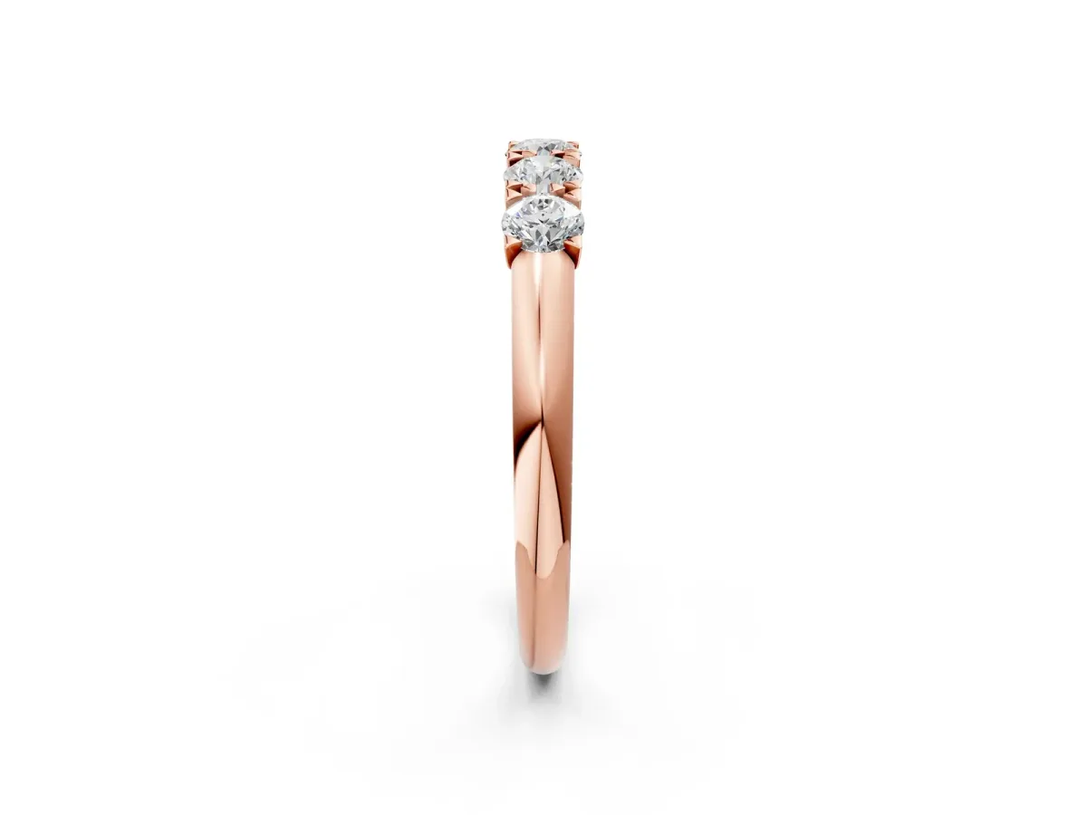 Round Diamond Channel Set Half Eternity Band with Shared Prong Setting Rose gold