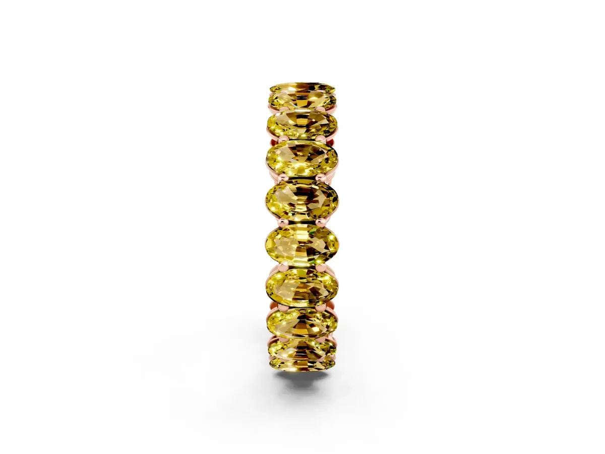 Oval Cut Yellow Sapphire Eternity Band with Shared Prong Setting Rose gold
