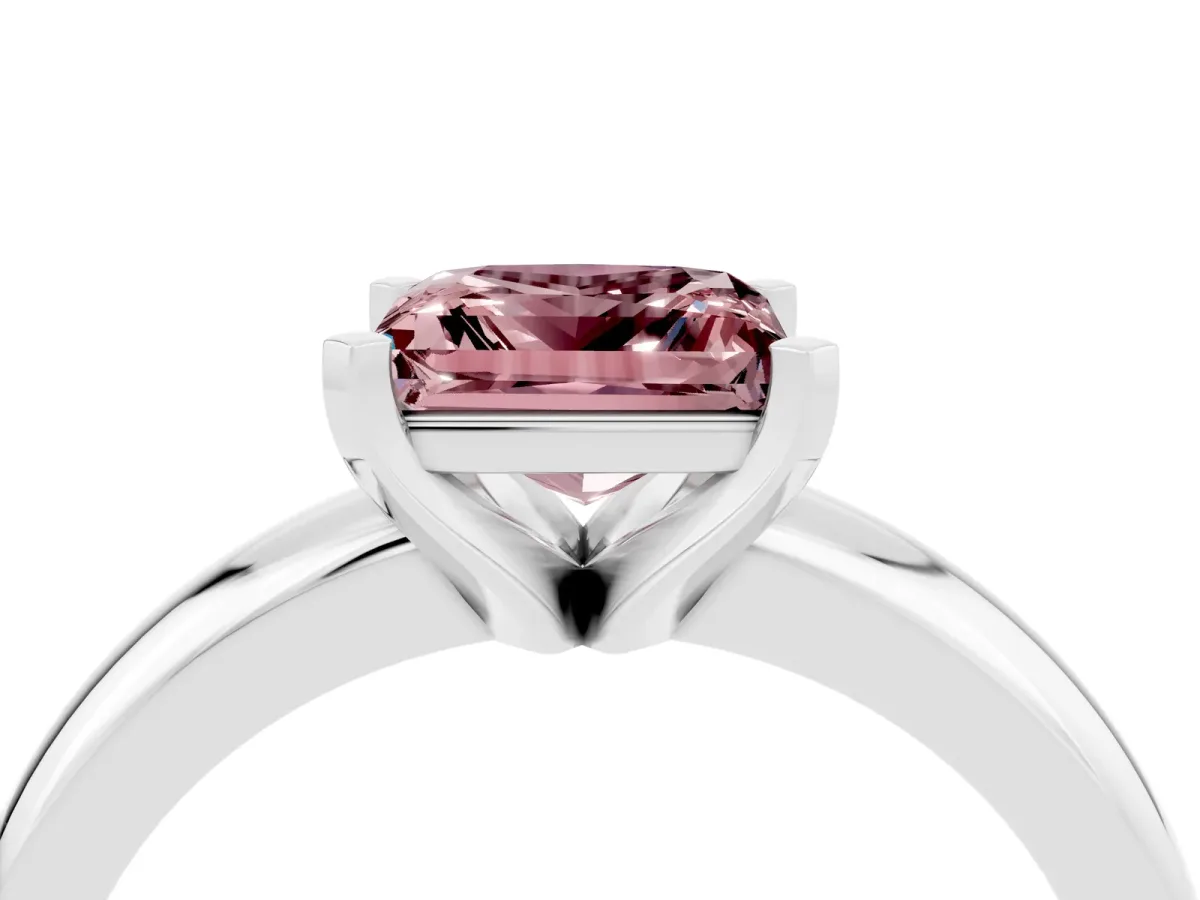 Radiant Diamond Engagement Ring with Pear and Round Side Stones Silver