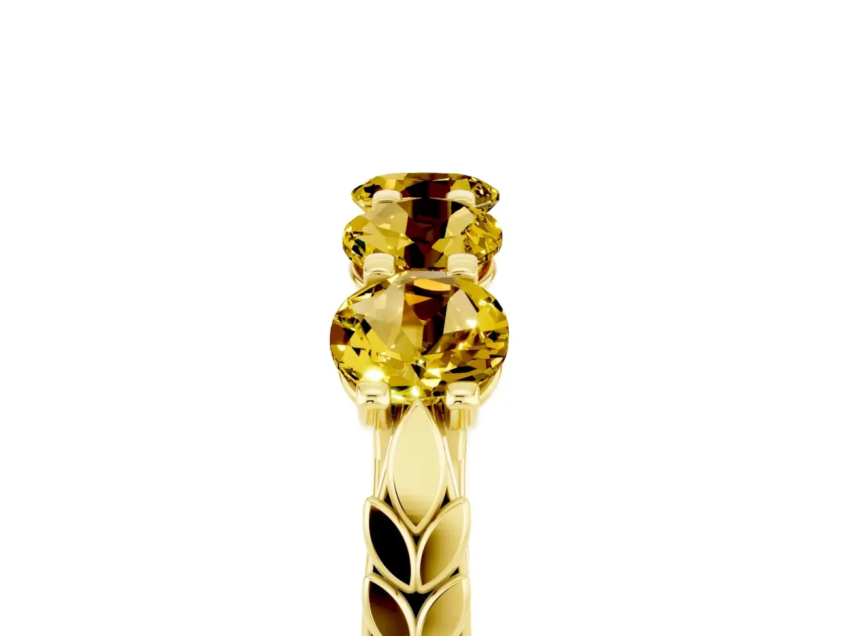Five-Stone Round Yellow Sapphire Prong-Set Band Yellow gold
