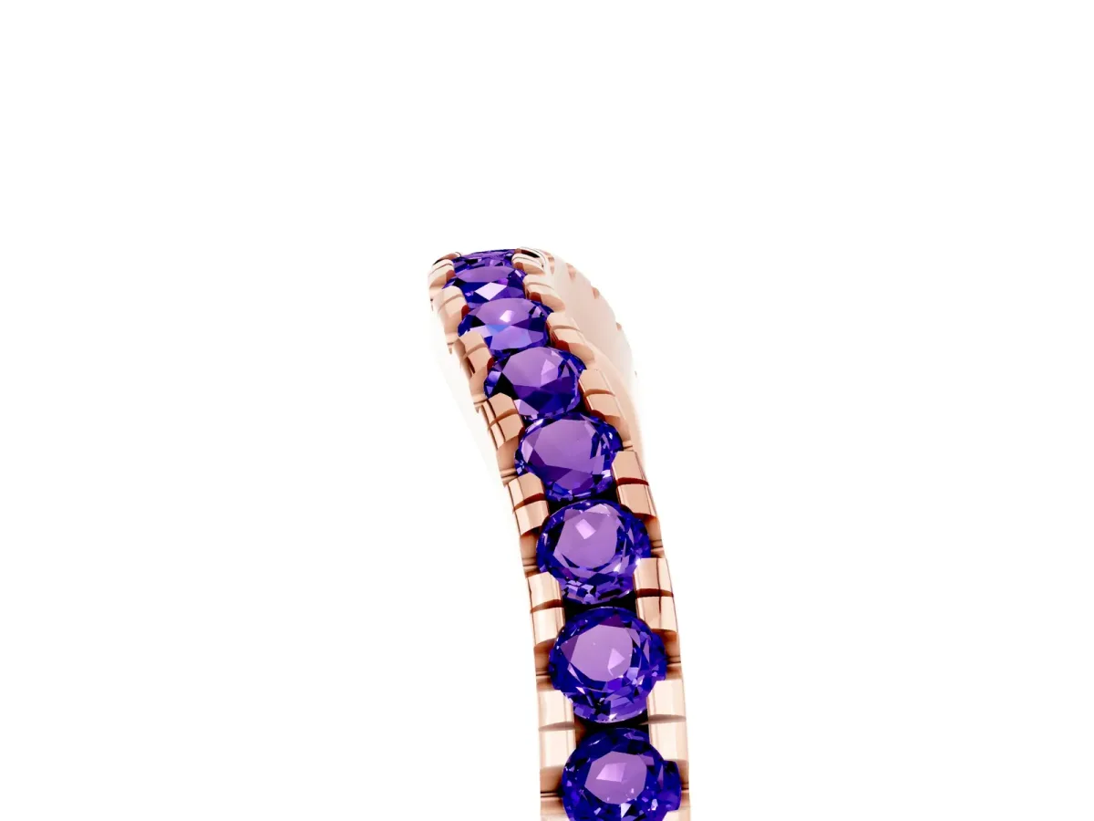 Tanzanite Pavé Curved Wedding Band Rose gold