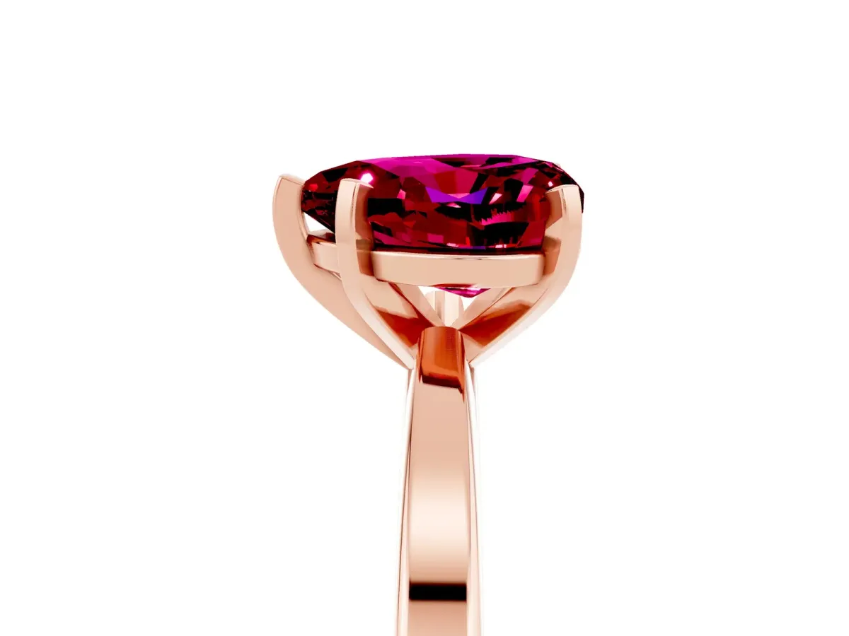 Heart Cut Garnet Solitaire Engagement Ring with Classic Band and Four-Prong Setting Rose gold