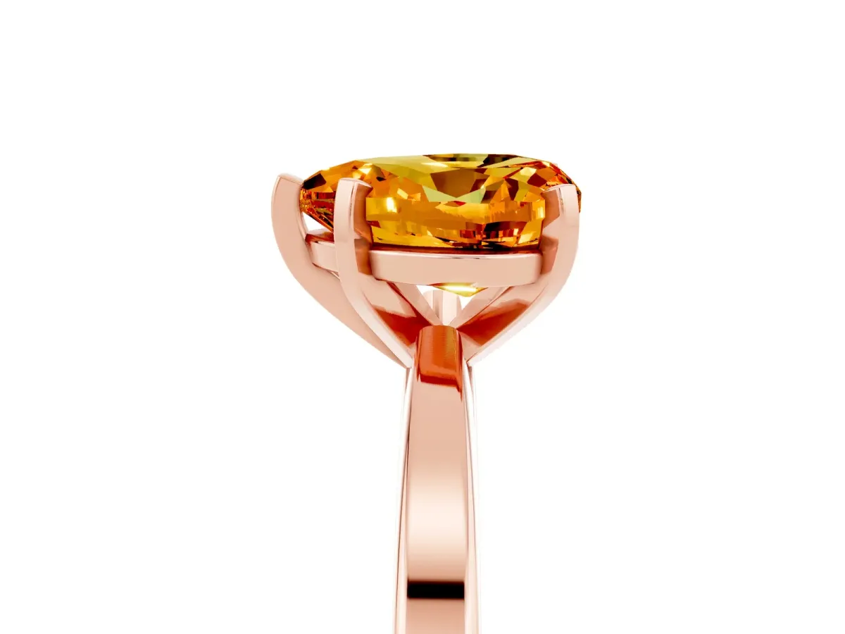 Heart Cut Citrine Solitaire Engagement Ring with Classic Band and Four-Prong Setting Rose gold