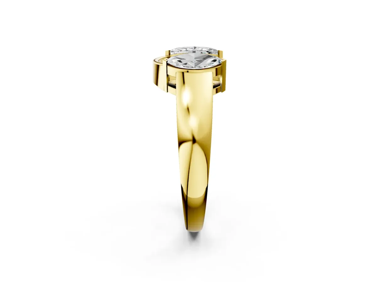 Marquise Diamond Open Band Ring with Tension Setting Yellow gold