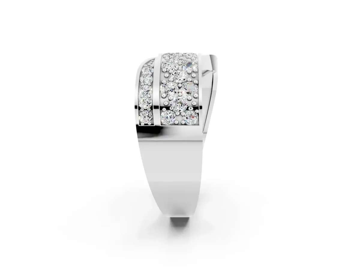 Pavé Round Moissanite Crossover Band with Bead Prong Setting Platinum
