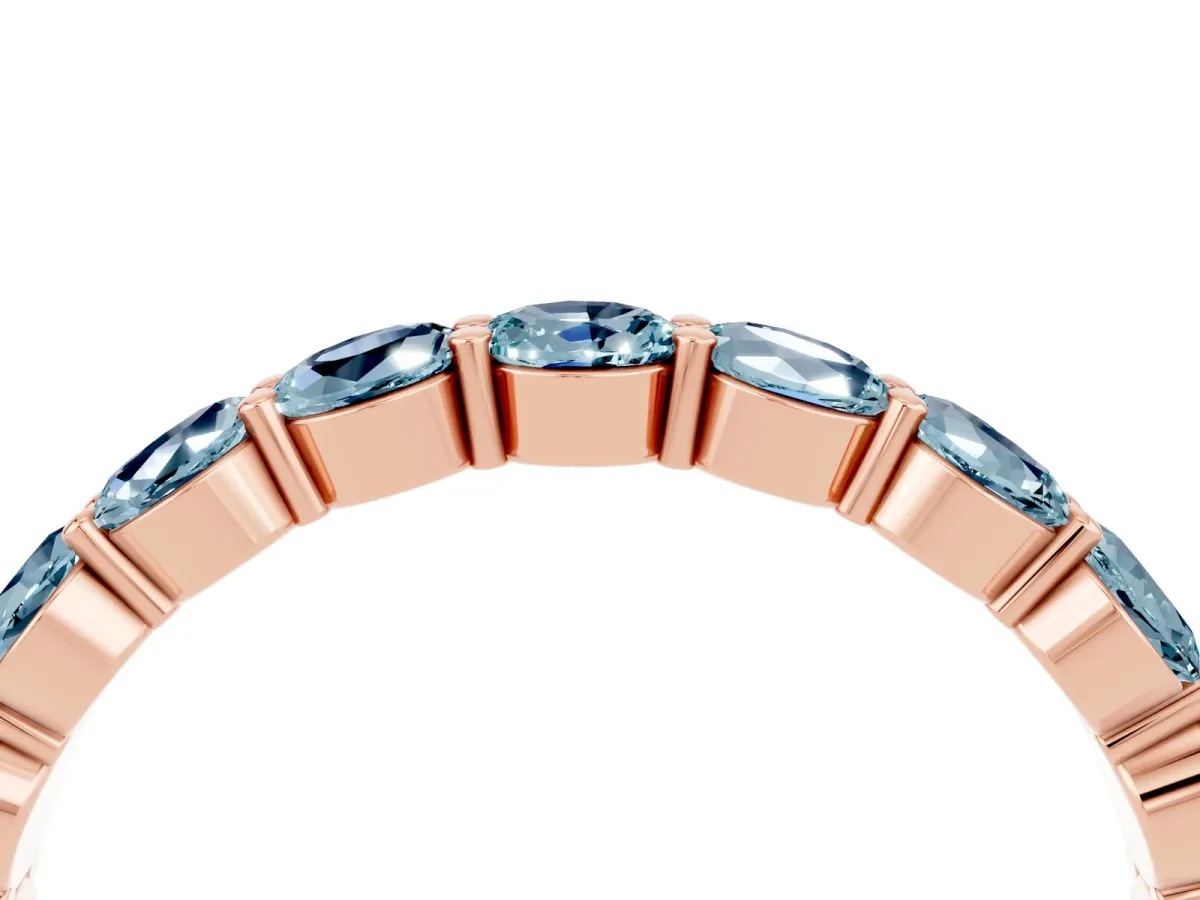 Round Aquamarine Eternity Band with U-Prong Setting Rose gold