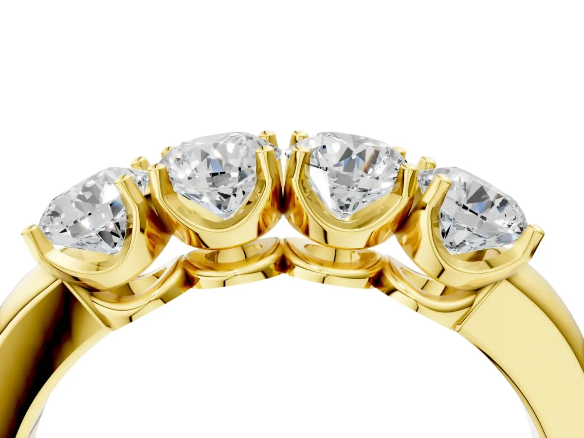 Four-Stone Round Cut Diamond Prong-Set White Gold Band Yellow gold