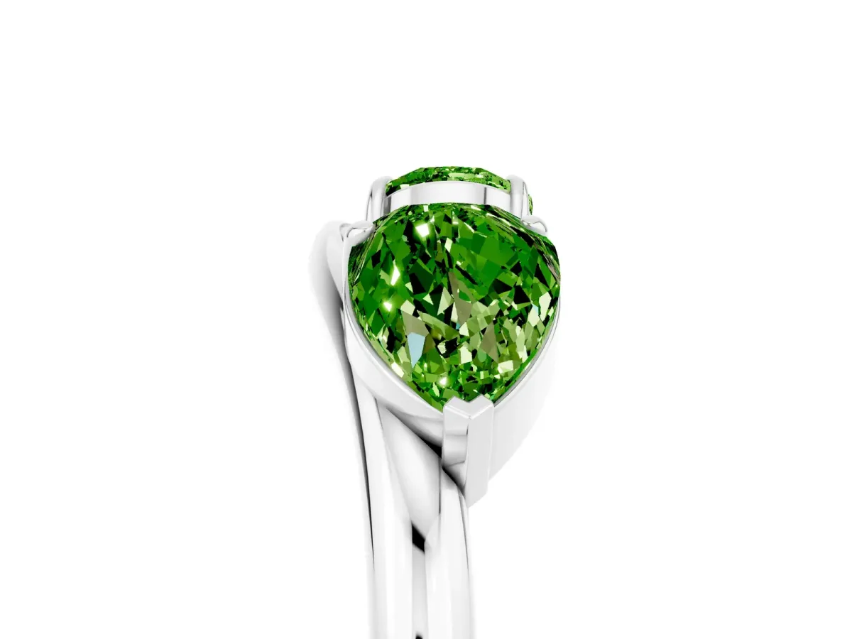Two-Stone Pear Peridot Bypass Ring with Prong Setting White gold