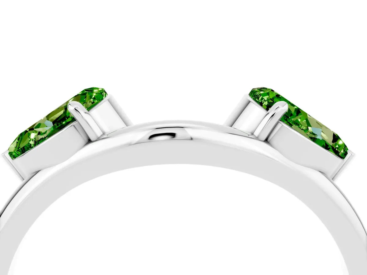 Two-Stone Pear Peridot Bypass Ring with Prong Setting White gold