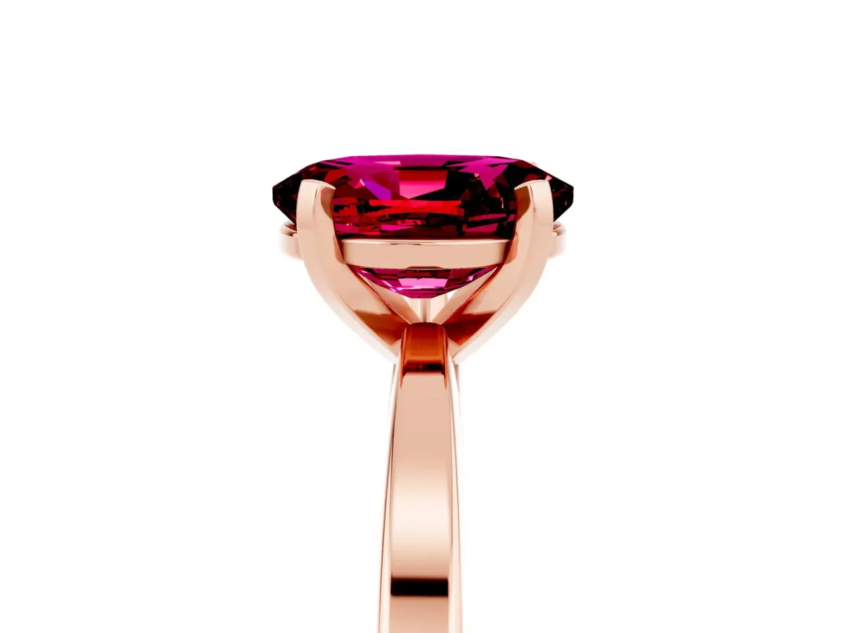 Oval Cut Garnet Solitaire Engagement Ring with Classic Band and Four-Prong Setting Rose gold